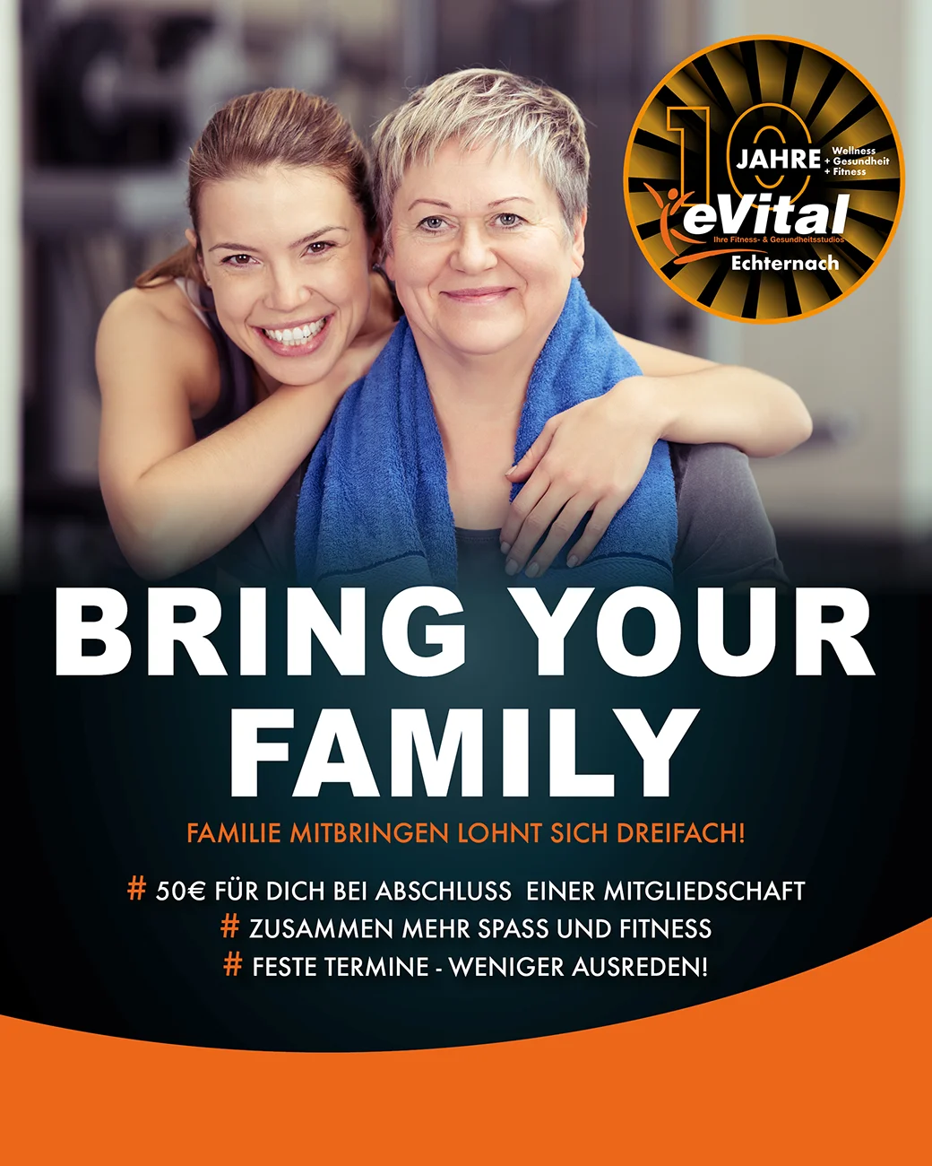 10 Jahre eVital Echternach - "Bring your family" - Schnuppertraining mit Geschenkgutschein für die Familienmitglieder